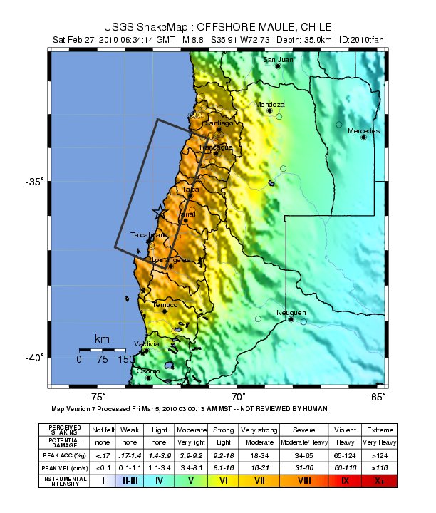 USGS Shake Map Chilean Earthquake